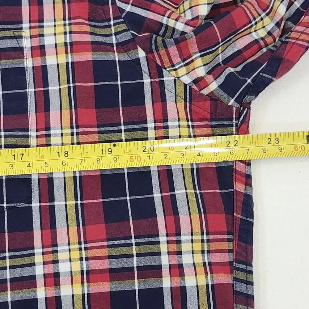 J Crew Mens Large Shirt Button Down Up Classic Flex Washed Plaid Long Sleeve